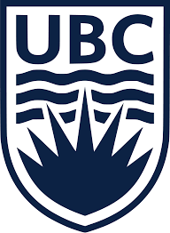 UBC logo representing the letters UBC and some waves in dark blue.